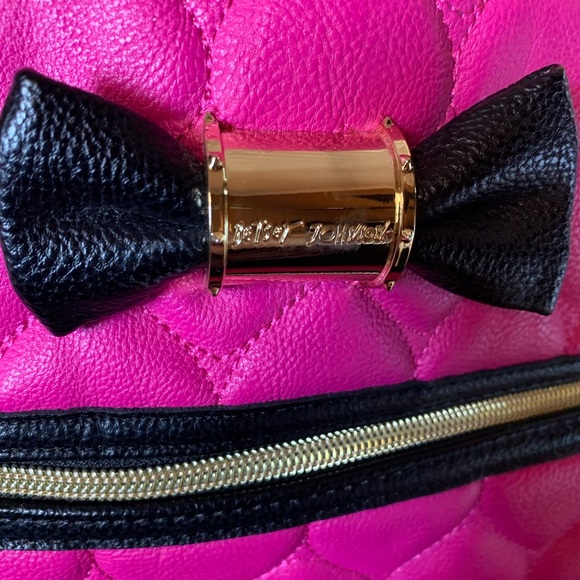 Betsey Johnson Large Backpack | Black & Fuchsia | 18” x 15” main image 9